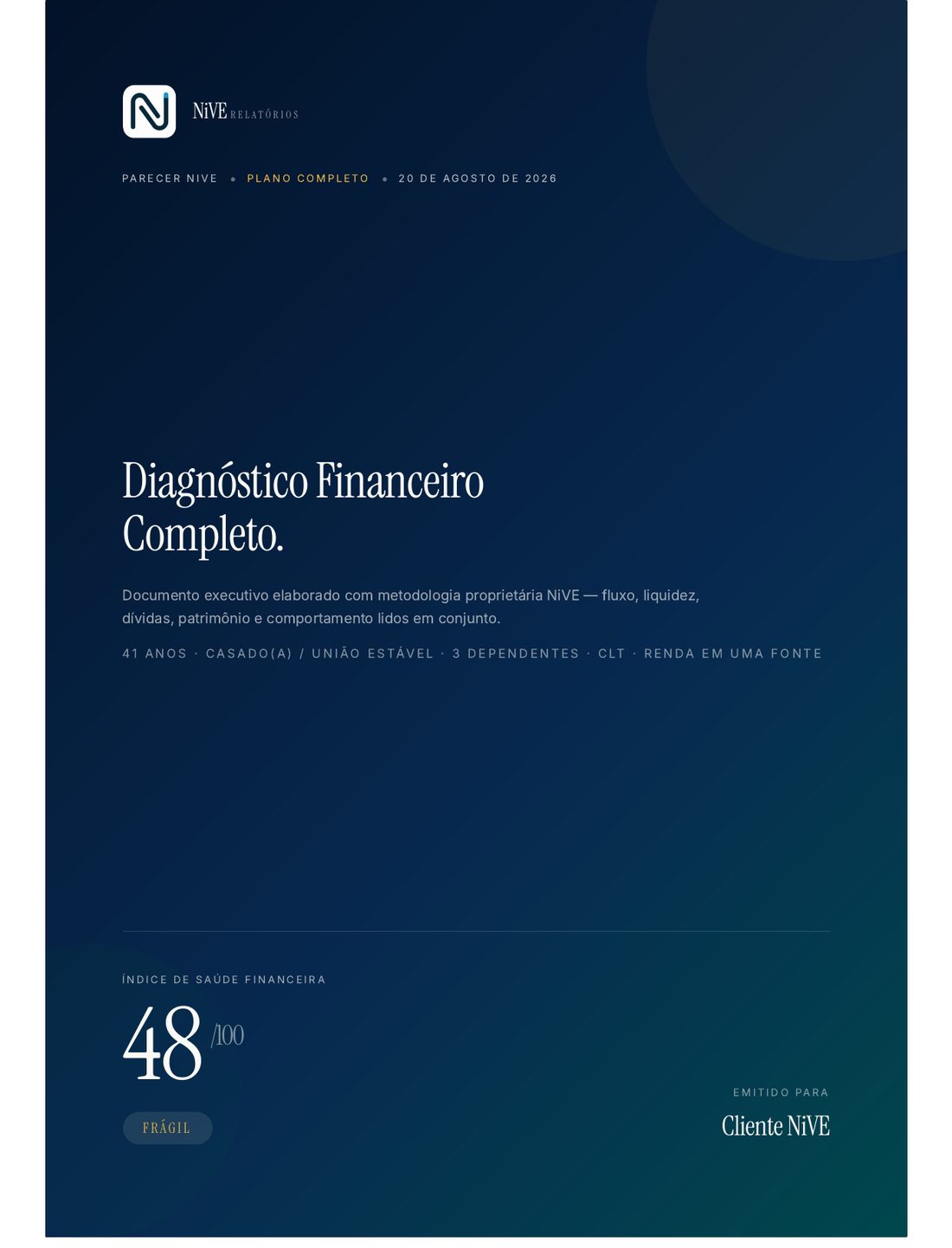 Capa de um parecer NiVE demonstrativo